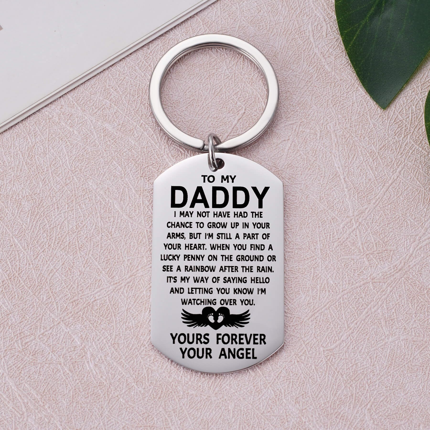 Aesnefe Miscarriage Keychain for Dad Dog Tag, Angel Baby Gift for Daddy, Dad Miscarriage Gift, Lost Baby Memorial Gift, Sympathy gift, Pregnancy Loss Gift, Stillborn Gift