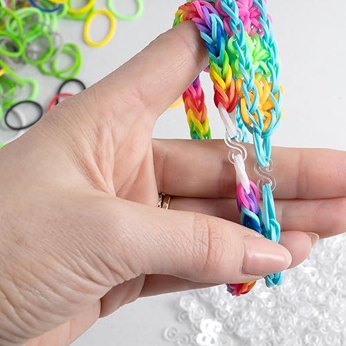 Miniatura 4 de Loom - Juego de 4800 bandas de goma con 16 colores únicos de arcoíris (300 de cada uno) y 200 clips, funciona con todos los telares de joyería de