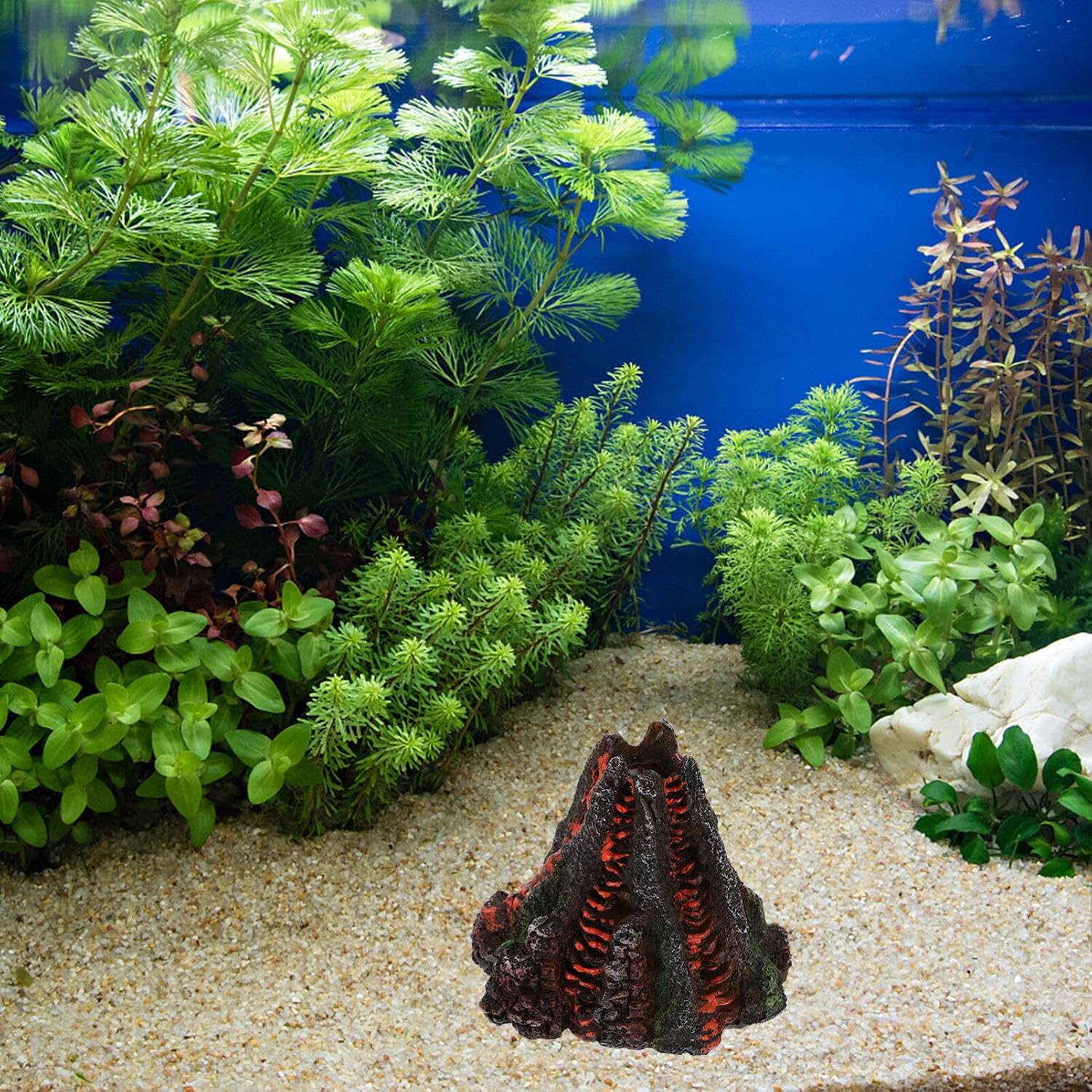 Totority Led Decor Fish Tank Volcano Volcano Bubbler Reastic Resin Fish Tank Landscaping for Home Reptile Decor