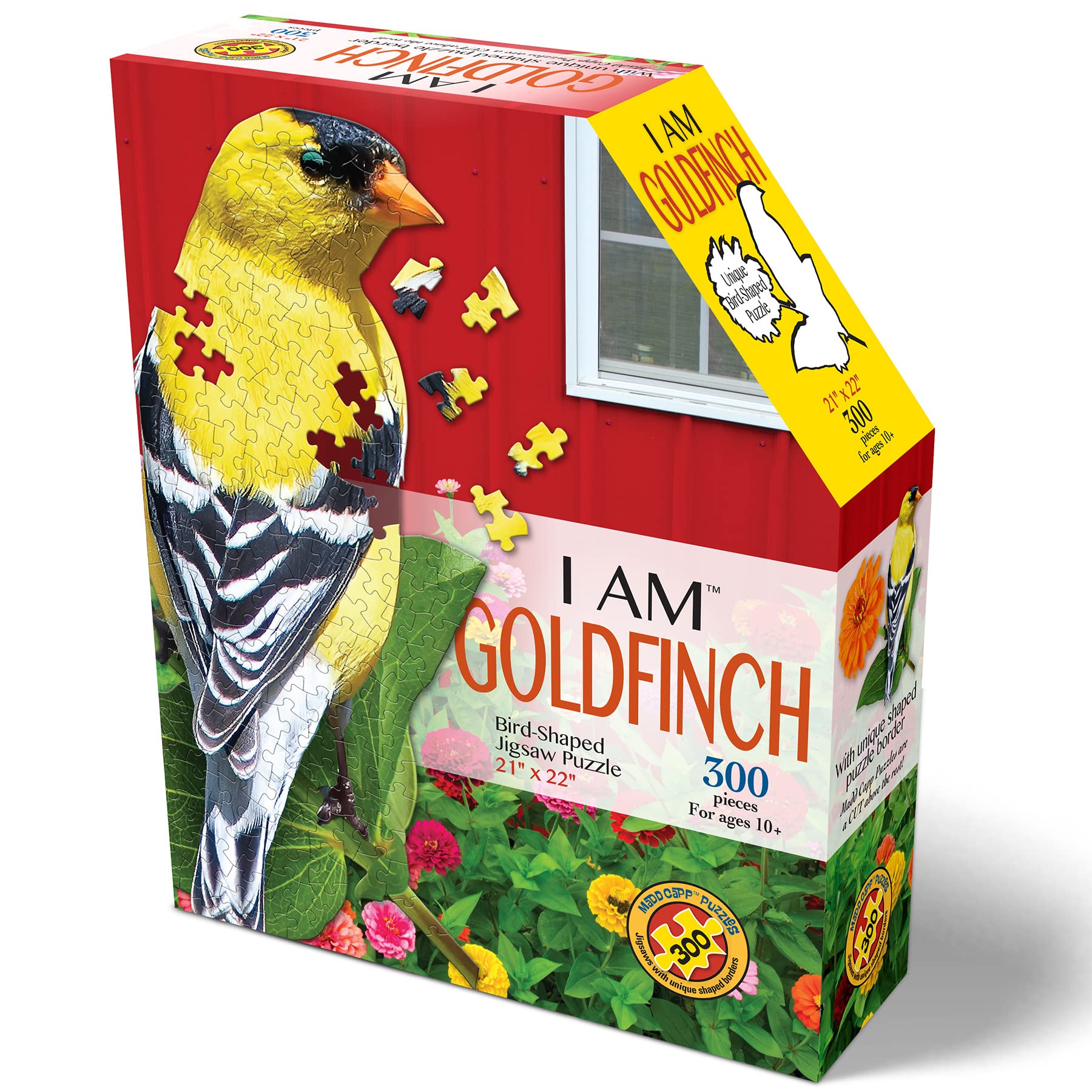 Madd Capp Puzzles - I AM Goldfinch - 300 Pieces - Animal Shaped Jigsaw Puzzle, Multi