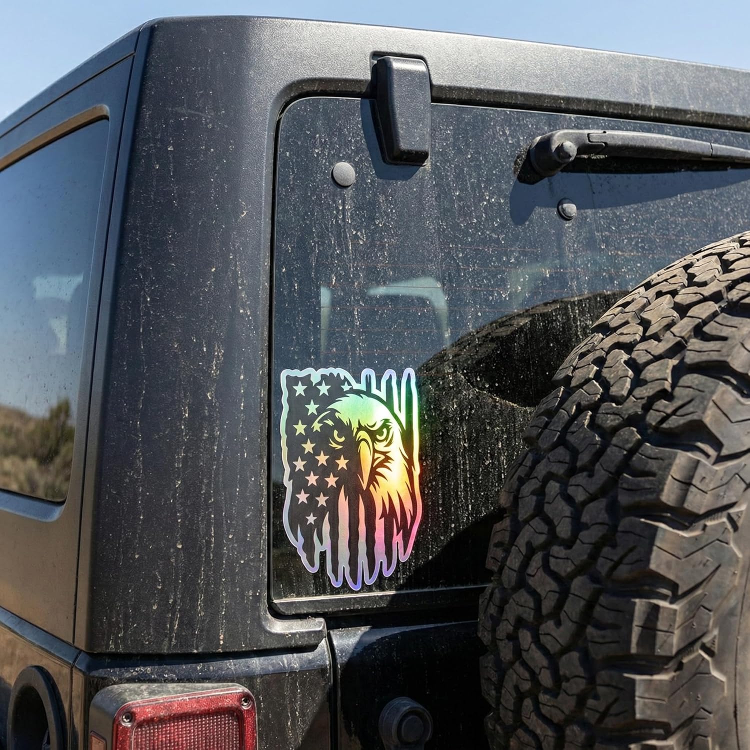 Premium Holographic American Bald Eagle Flag Car Decal - Patriotic USA Bumper Sticker - Waterproof Matte Vinyl Gift for Veterans & Men - Image 5