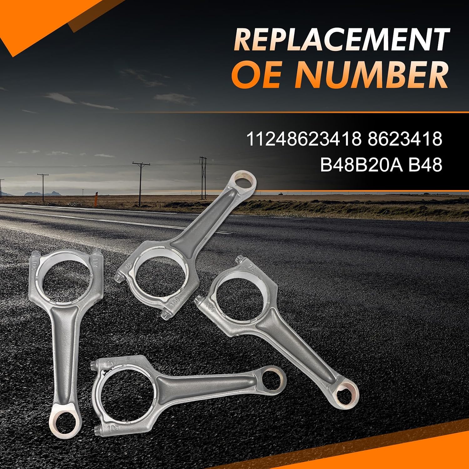 4pcs Connecting Rods 11248623418 Compatible with BMW F30 F32 F48 F55 F56 X1 X2 X3 X4 Cooper S 2.0T B46 B48 After-Market Parts