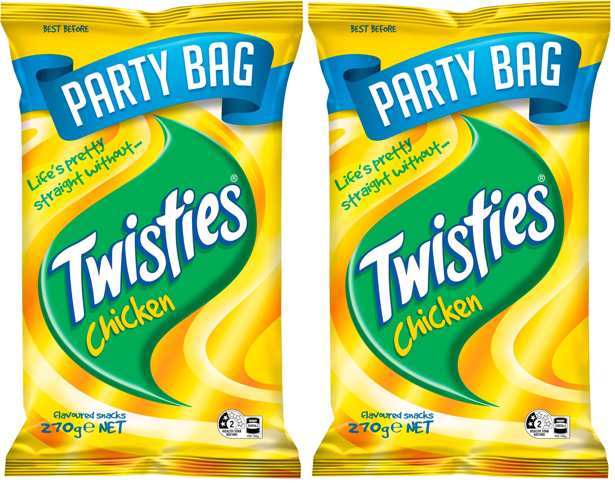 Twisties Chicken Snacks Party Bag Share Pack 270g (Pack of 2) - 270 g (Pack of 2)