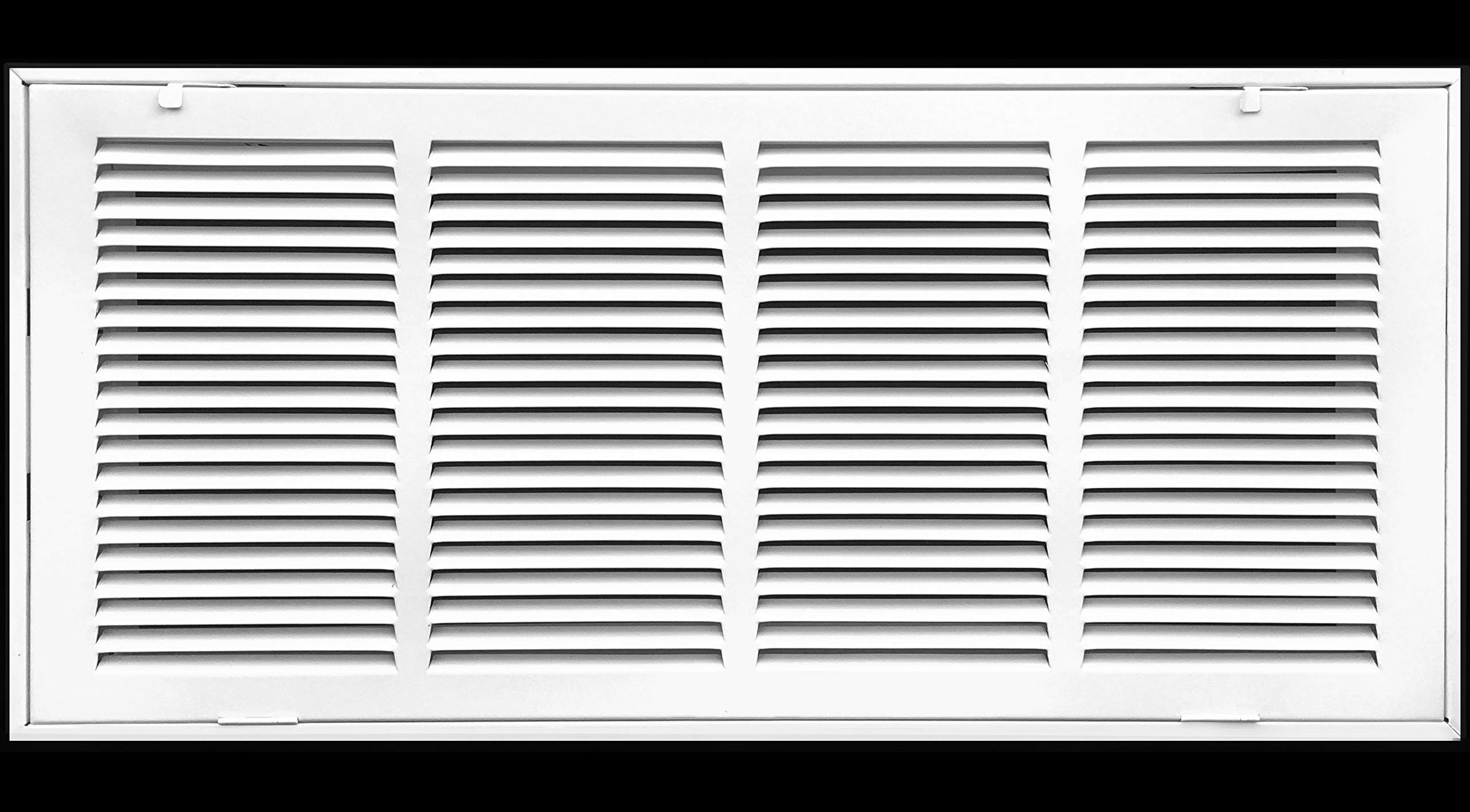 61 cm x 10 Stahl-Rücklaufluftfiltergitter für 2,5 cm Filter, feststehendes Scharnier, Decke empfohlen, HVAC-Leitungsabdeckung, flache Stempelfläche, weiß [Außenmaße: 26,5 x 11,75]