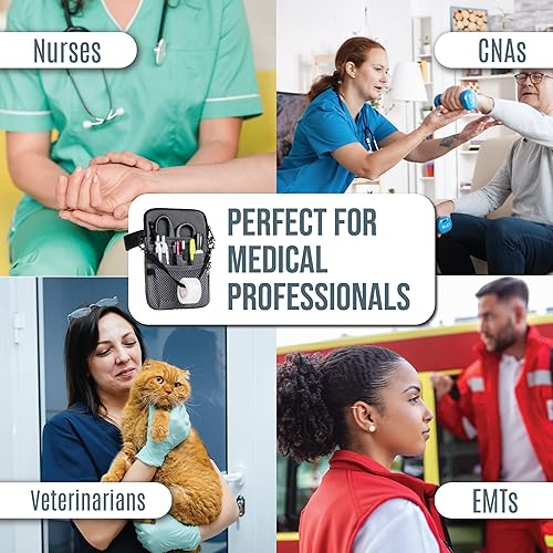 Miniatura 6 de First Lifesaver Riñonera convertible 4 en 1 con múltiples compartimentos y soporte de cinta para enfermeras, estudiantes de enfermería, Gris, L,