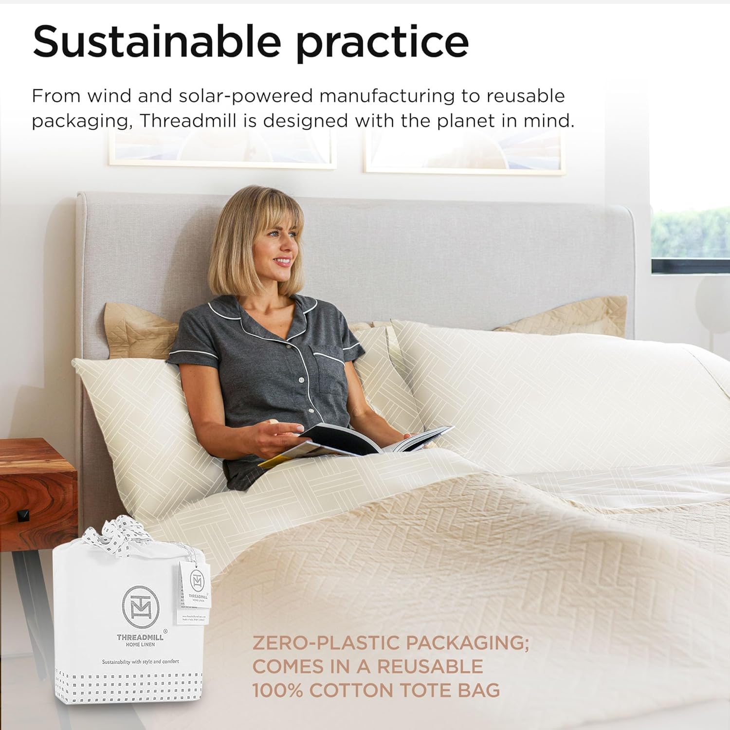 Threadmill Luxury 100% Cotton Queen Bed-Sheets - 800 Thread Count Jacquard Celine Ivory, Better Than Egyptian Cotton,4 Pc Striped Bed Set, Damask Sheets with Elasticized Deep Pocket - Image 8