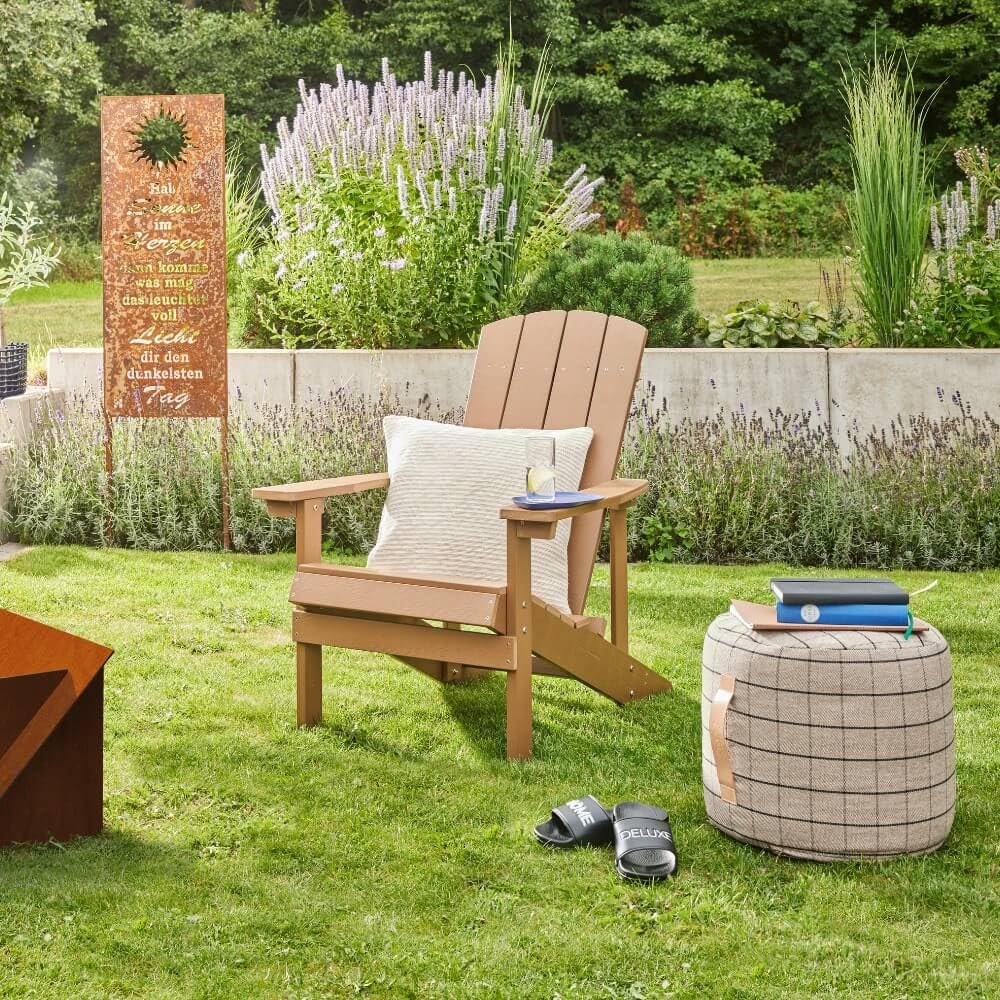 Home Deluxe - Chaise de Jardin Adirondack - CARINO, Couleur : Marron - Matière : Polystyrène, résistant aux intempéries - Largeur d'assise : 50 cm, Hauteur d'assise : 25/38 cm, Profondeur d'assise :