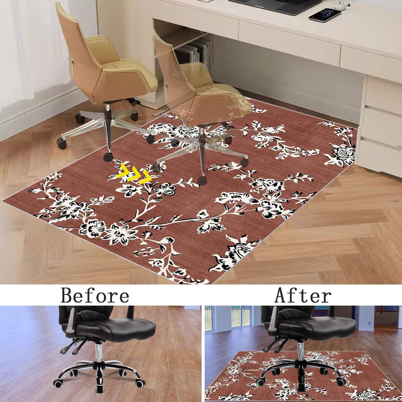 Tappetino Salvapavimento Antiscivolo, Tappeto per Sedia Ufficio per per Pavimenti in Legno Duro, Tappeto Gaming pavimento, Tappetini di Protezione per Pavimento per Parquet e Laminato 120 x 140 cm