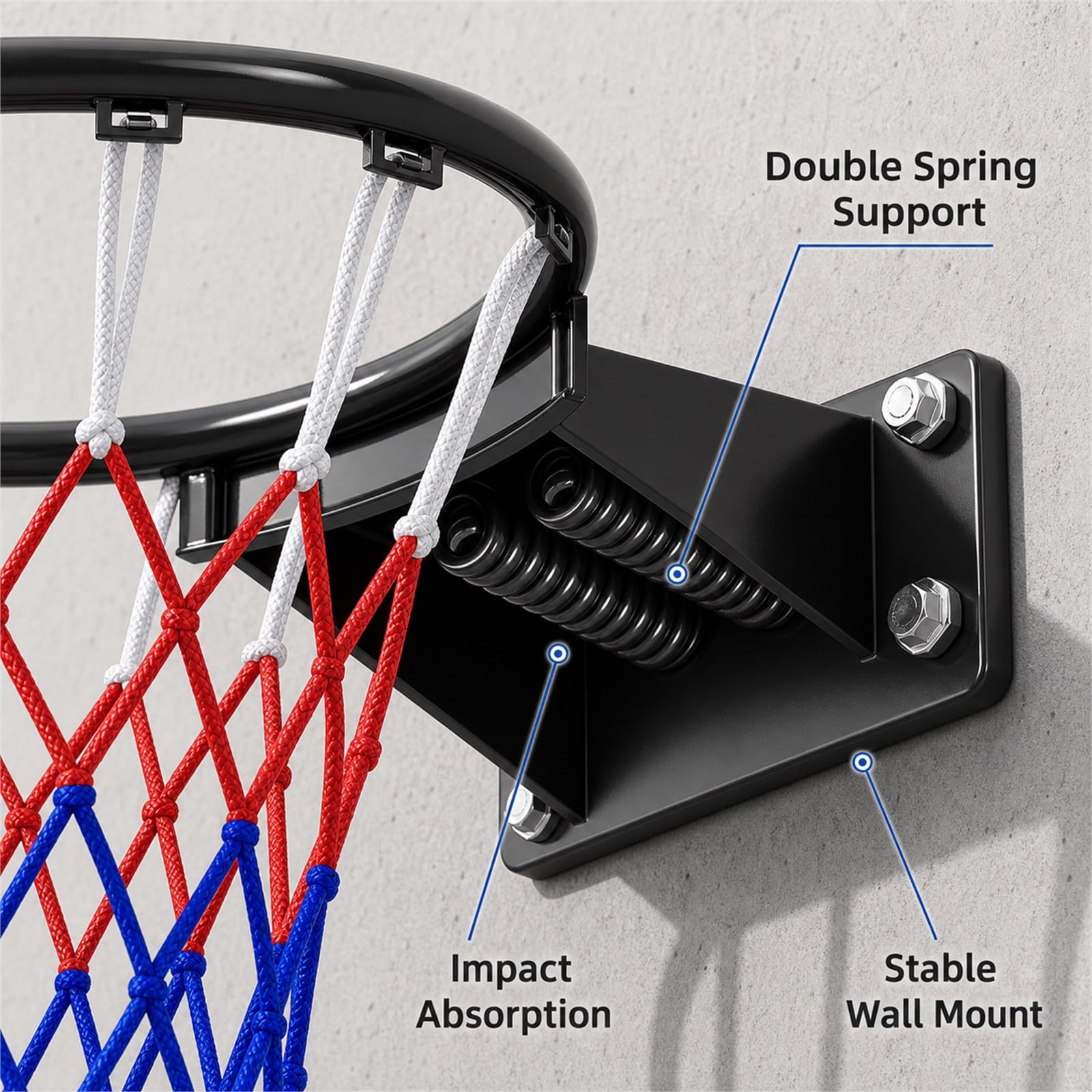 Aro De Baloncesto Montado En La Pared,Canasta De Baloncesto para Montar En La Pared,Resistente A La Intemperie,FáCil De Instalar,para JardíN,Garaje,Escuela Y Campo Deportivo