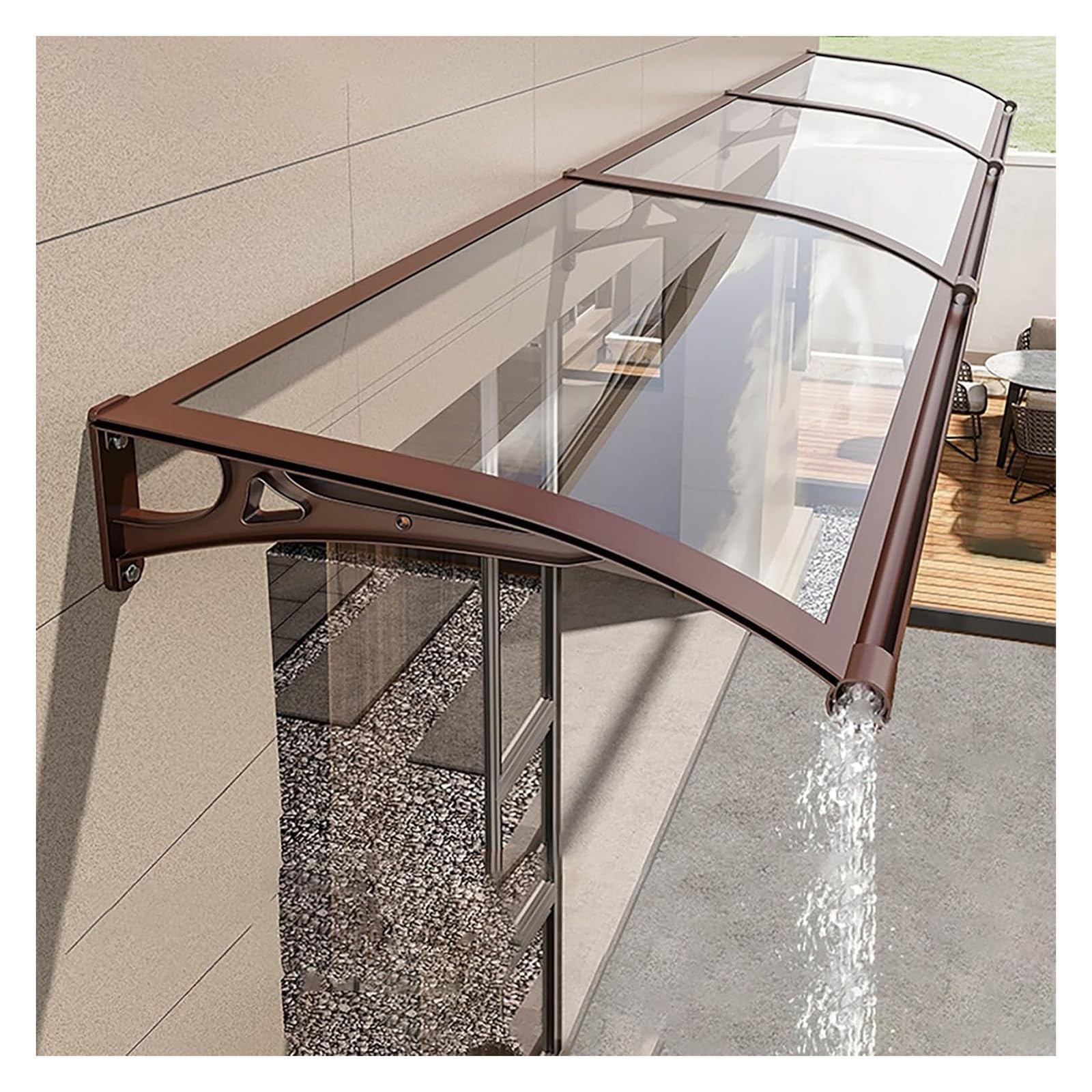 Auvent de porte en polycarbonate durable bloquant la pluie et les intempéries extérieures