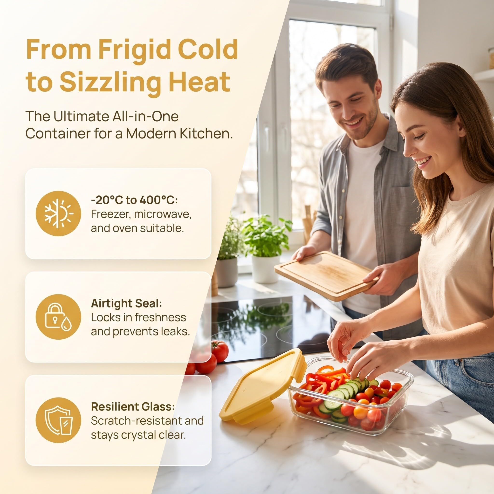 Zerodeko Fiambrera de vidrio hermética con tapa sellable para preparar