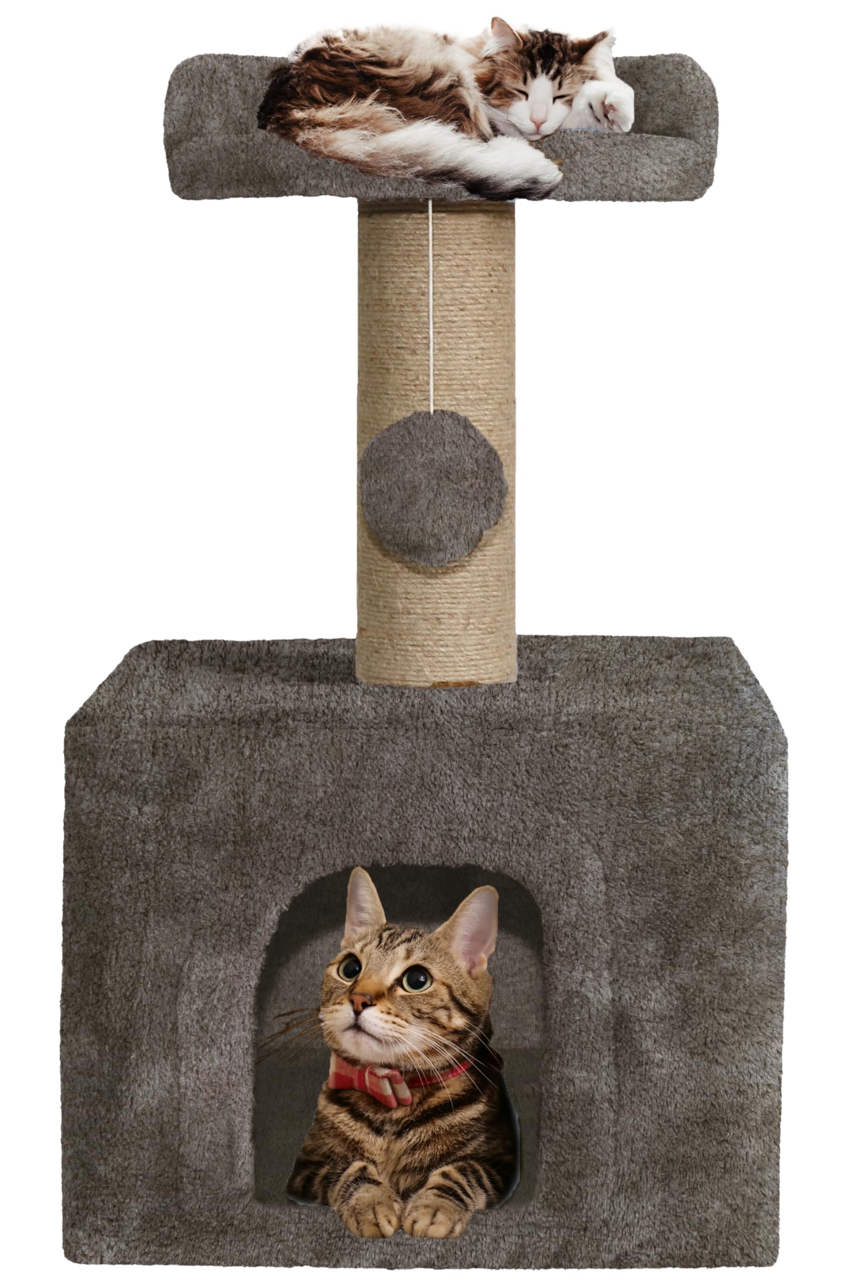 Furrlovers Soft Fur Condo Activity Cat Tree - Sisal/Jute Rope | Scratching Post | Hanging Ball | Suitable for Cats, (Brown - FURR-23) (B0D33MF87M) Amazon Price History, Amazon Price Tracker