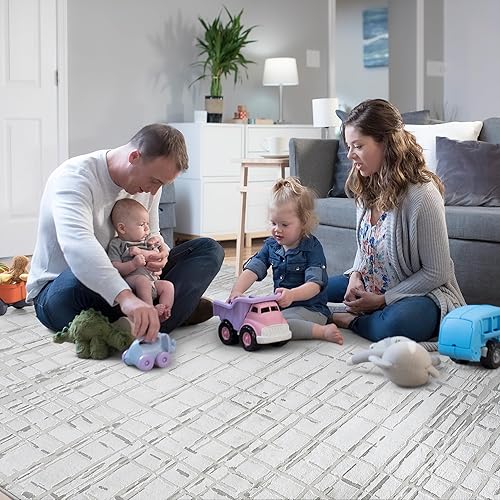 Miniatura 7 de WESTLOOM Alfombra de área de 2 x 3 pies, modernas alfombras abstractas a cuadros, parte trasera de yute antideslizante, ideal para dormitorio, sala