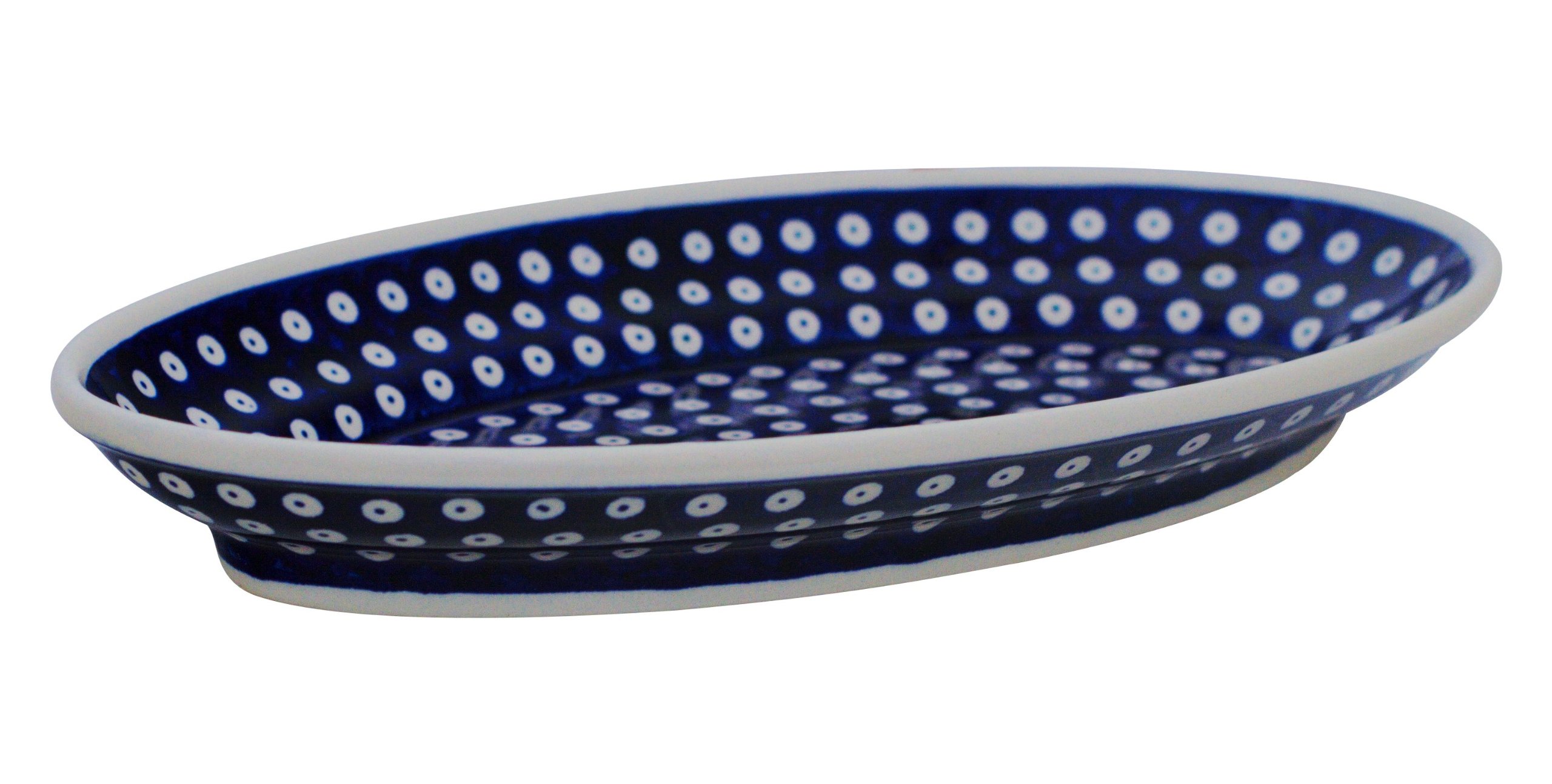 Original Bunzlauer Keramik Servierplatte oval 35.5x20.7x4.4 cm im Dekor 42