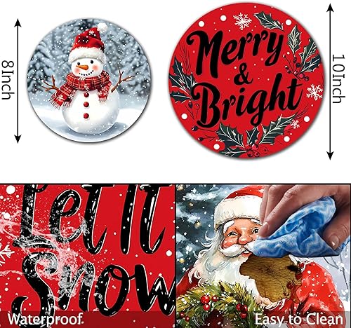 Miniatura 3 de Cubiertas rojas para quemadores de estufa eléctrica de decoración navideña, 4 piezas de cubiertas redondas para quemadores de estufa de Navidad, 8