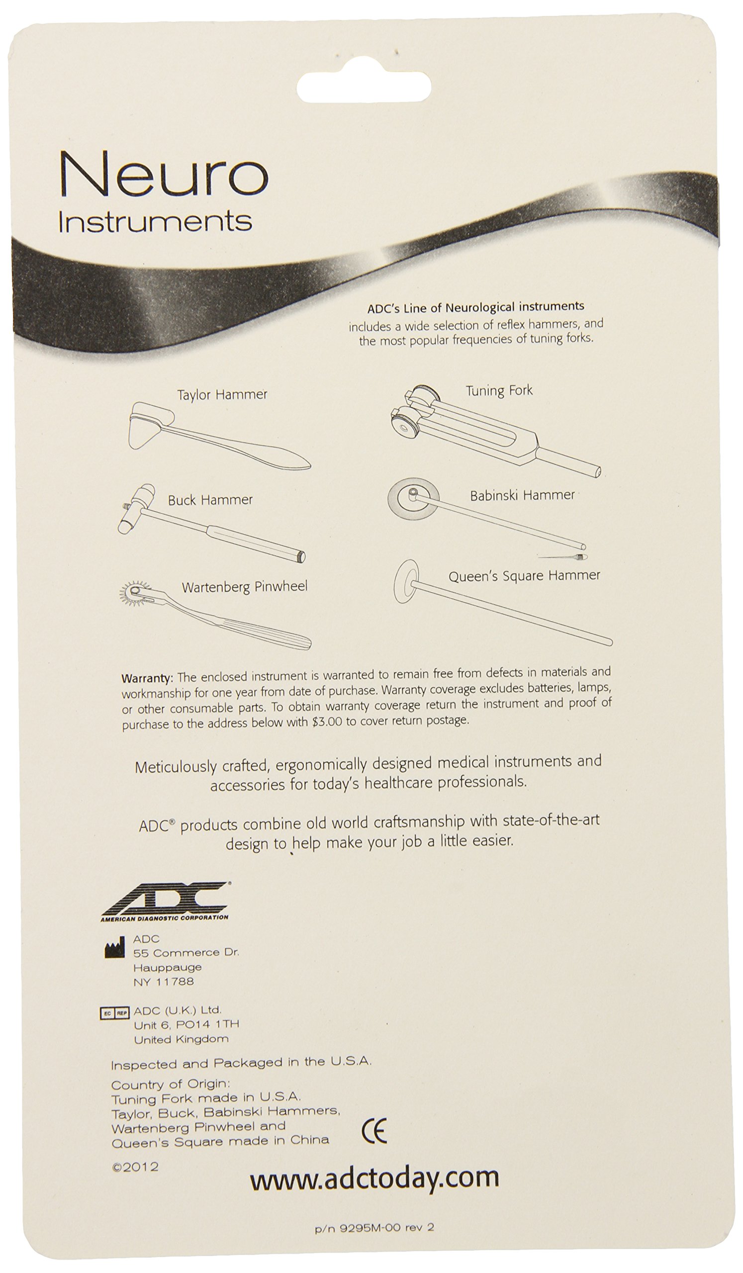 ADC Buck Neurological Hammer with Concealed Brush and Needle, Chrome-Plated Medical Instrument