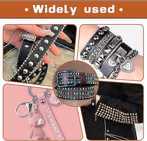 Miniatura 7 de 180 juegos de remaches de cuero de 0.236 in, remaches de cuero de doble tapa redonda, 3 tapas de colores, remaches de cuero, tachuelas de metal con