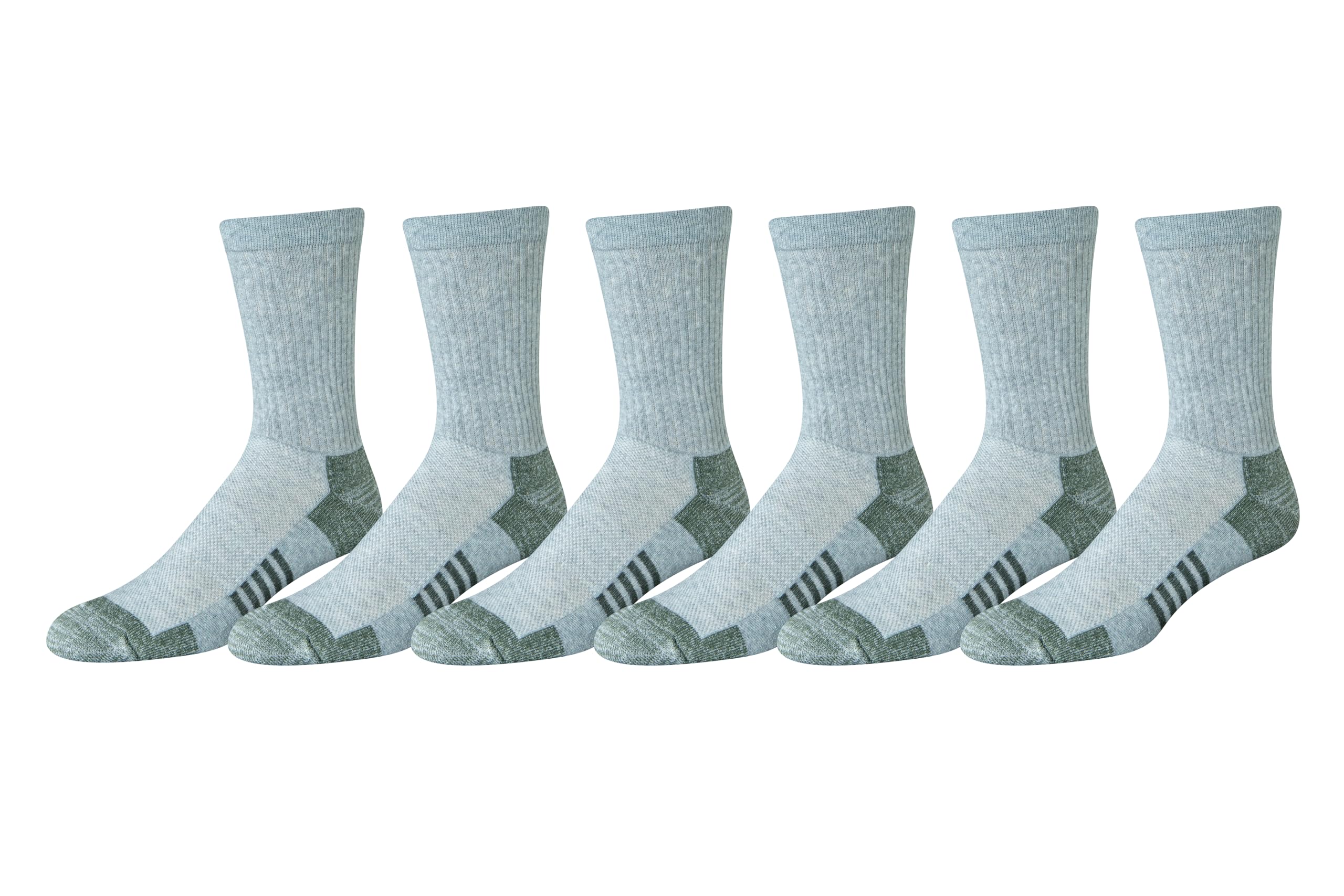 Men's Performance Cotton Moisture Control Socks, Athletic Crew, Breathable, 6 Pairs