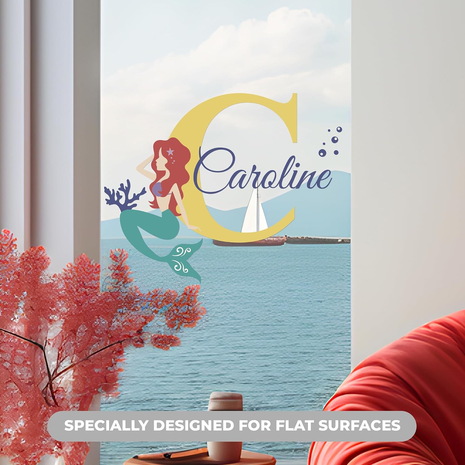 EGD Multiple Font Name & Initial Little Mermaid Wall Decor | Girls Room Decor | Mermaid Birthday Decorations | Name Wall Decor | Mermaid Decorations | Wall Decal | Multiple Size and Color Options