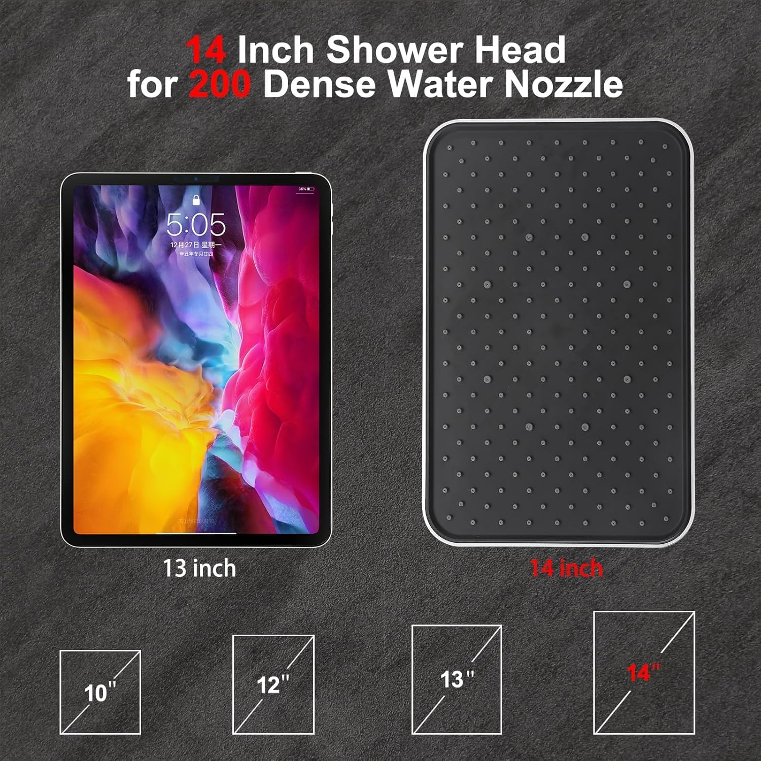 14'' Bathroom Filtered Shower Head with Handheld -Both High Pressure -Rain Shower Hea&9 Spray Mode Showerhead with Filters, 11'' Extension Arm Height Adjustable & 70" Anti-Kink Hose, Chrome