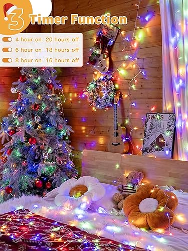 Miniatura 4 de Guirnalda de luces de Navidad para interiores, 1200 LED, 196 pies, impermeable, para exteriores, con control remoto y temporizador, 8 modos de luces