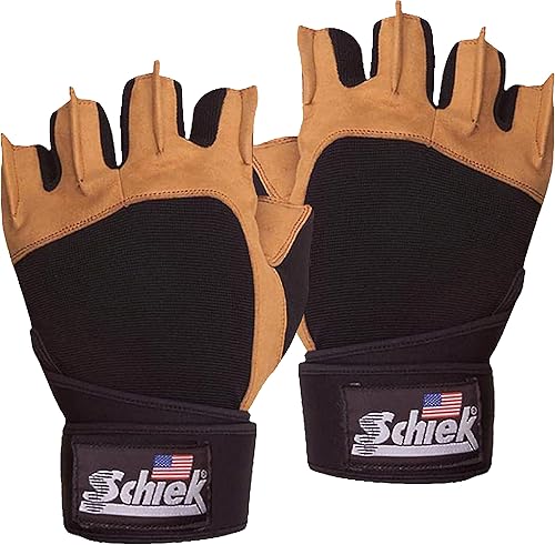 Schiek Sports Model 425 Power Series - Guantes de cuero para gimnasio con palmas acolchadas