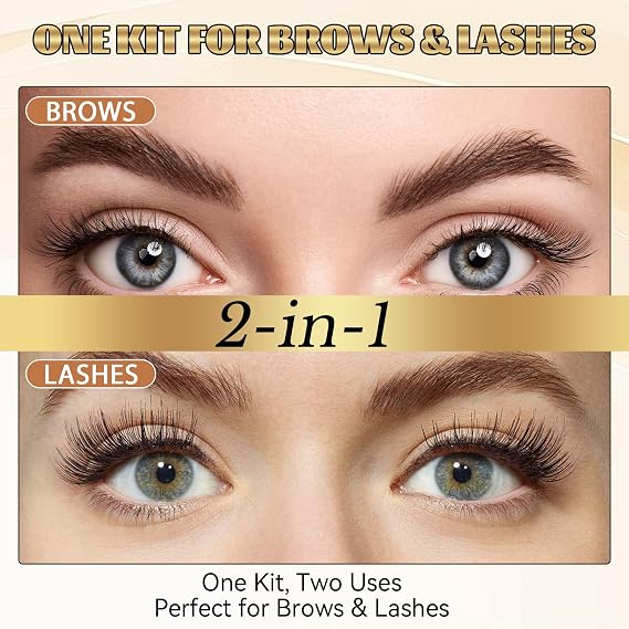 Eyebrow and Eyelash Tint Kit, Semi-Permanent Brow & Lash Dye, Natural-Looking Color, Easy 1:1 Mix Formula, Long-Lasting Results for Home Use