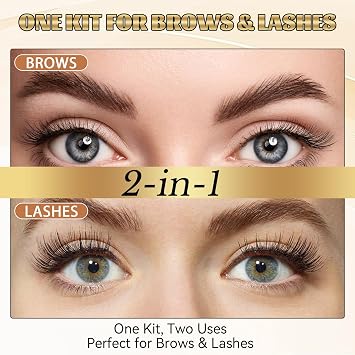 Eyebrow and Eyelash Tint Kit, Semi-Permanent Brow & Lash Dye, Natural-Looking Color, Easy 1:1 Mix Formula, Long-Lasting Results for Home Use