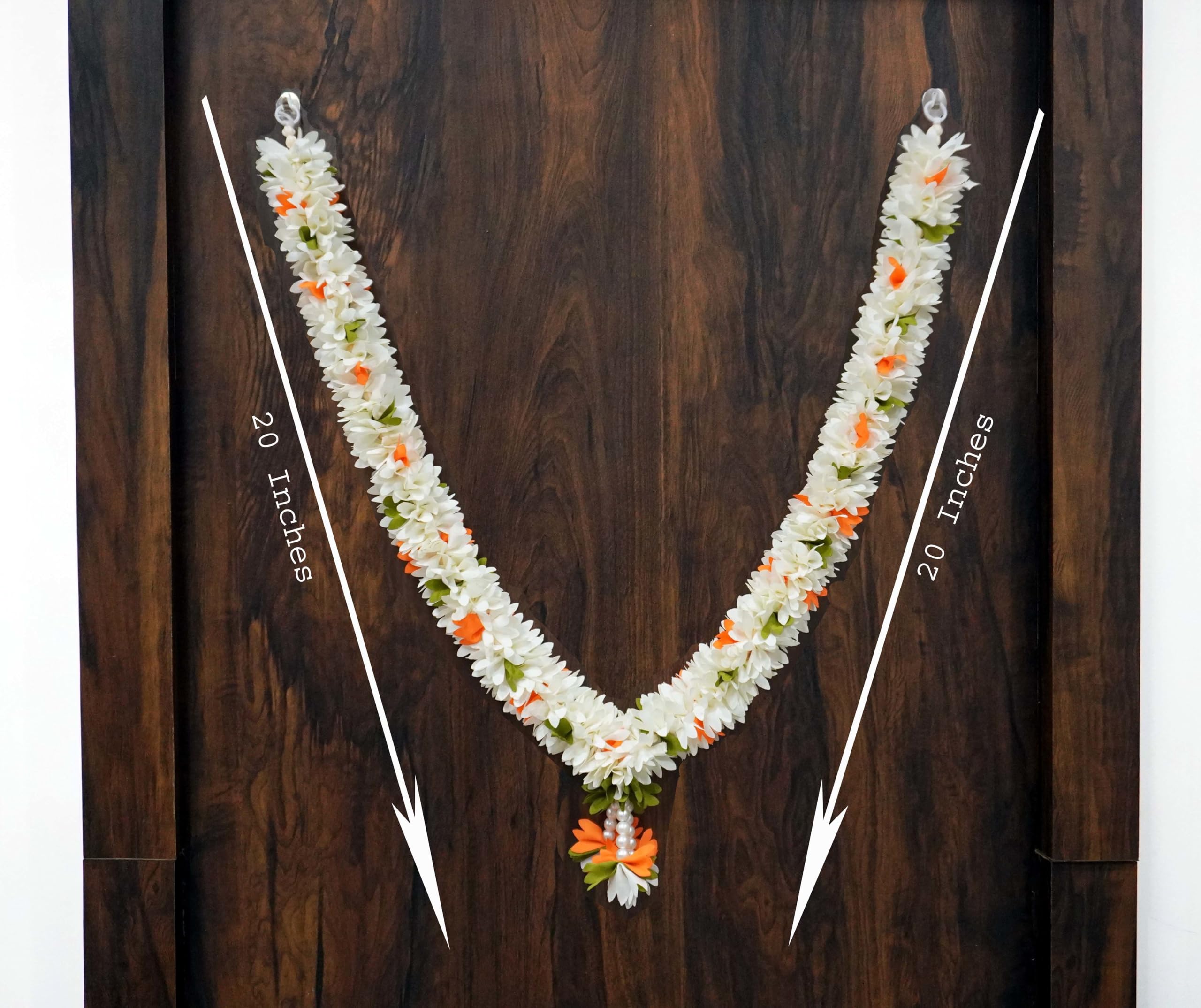 SHRI MATAJI Store Flower Garland Home Decor Drama Costume Photo Frame Wedding God Idol Fabric Garland (White) 2