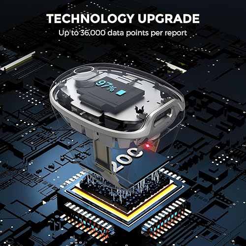 Miniatura 2 de Wellue O2Ring-S Monitor de oxígeno con recordatorio de vibración, oxímetro de pulso Bluetooth rastrea SPO2 y frecuencia de pulso, 24 horas de