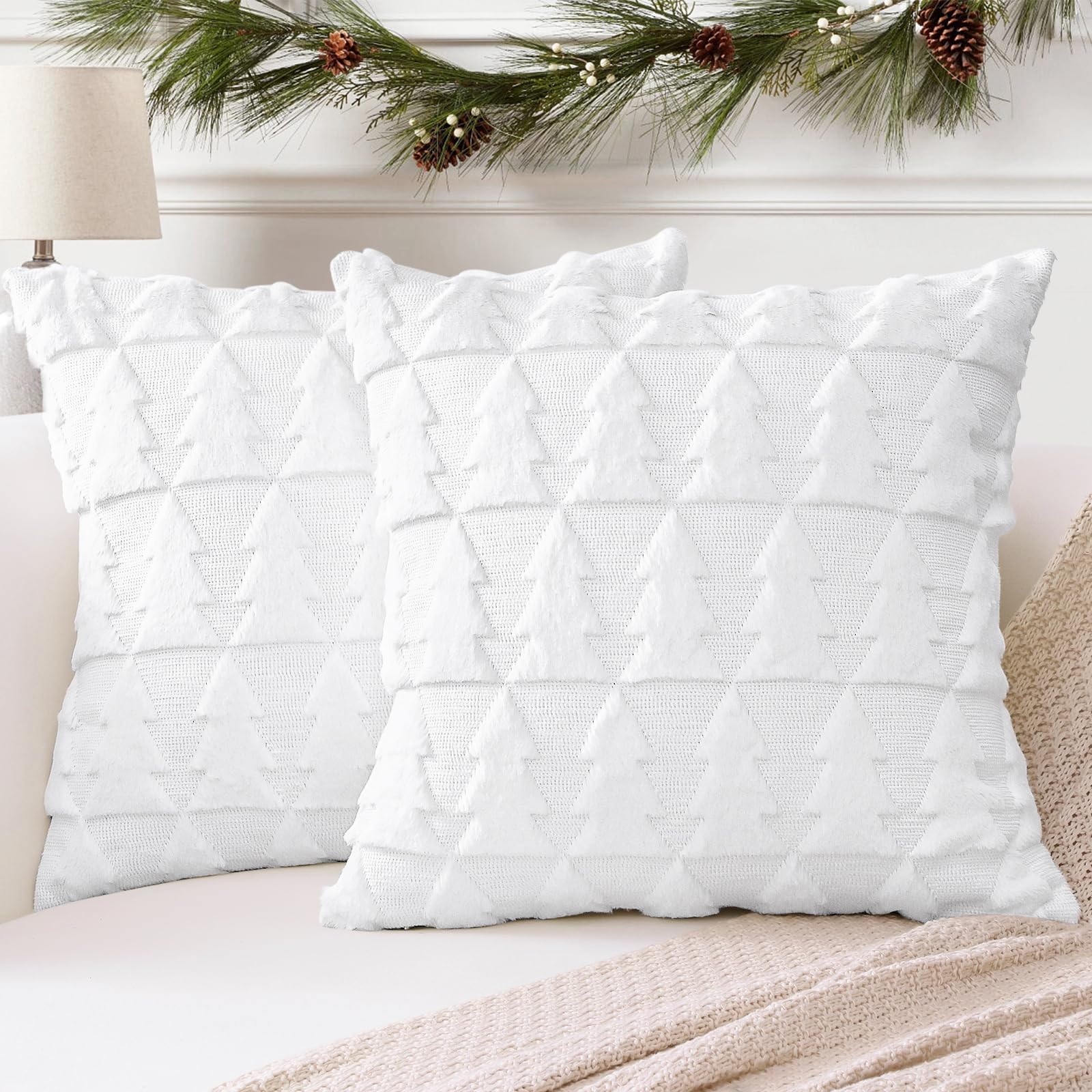 Housse de coussin en velours blanc 71x71 cm OTOSTAR en laine douce haut de gamme pour canapé