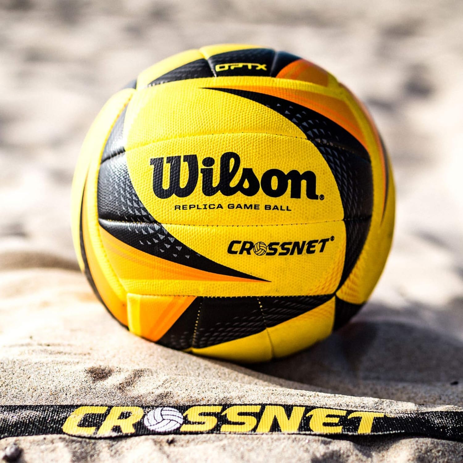 CROSSNET Wilson X OPTX Replica Beach Volleyball - Beach Ball for Adults with Visual Spin Technology; Beach Ball for Four Square Volleyball ; Outdoor Volleyball for Friends and Family - 10" x 10" X10…
