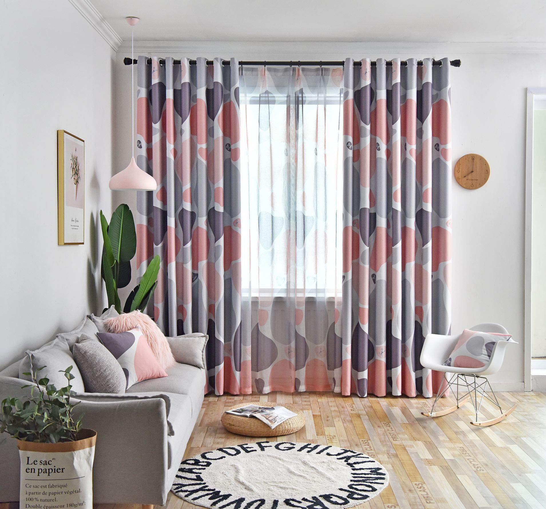 DHEBA FASHION 3D Stone Digital Printed Polyester Fabric Curtains for Bed Room, Living Room Kids Room Color Light Pink Window/Door/Long Door (D.N.90) (4 x 9 Feet (Size: 48 x 108 Inch) Long Door, 2)