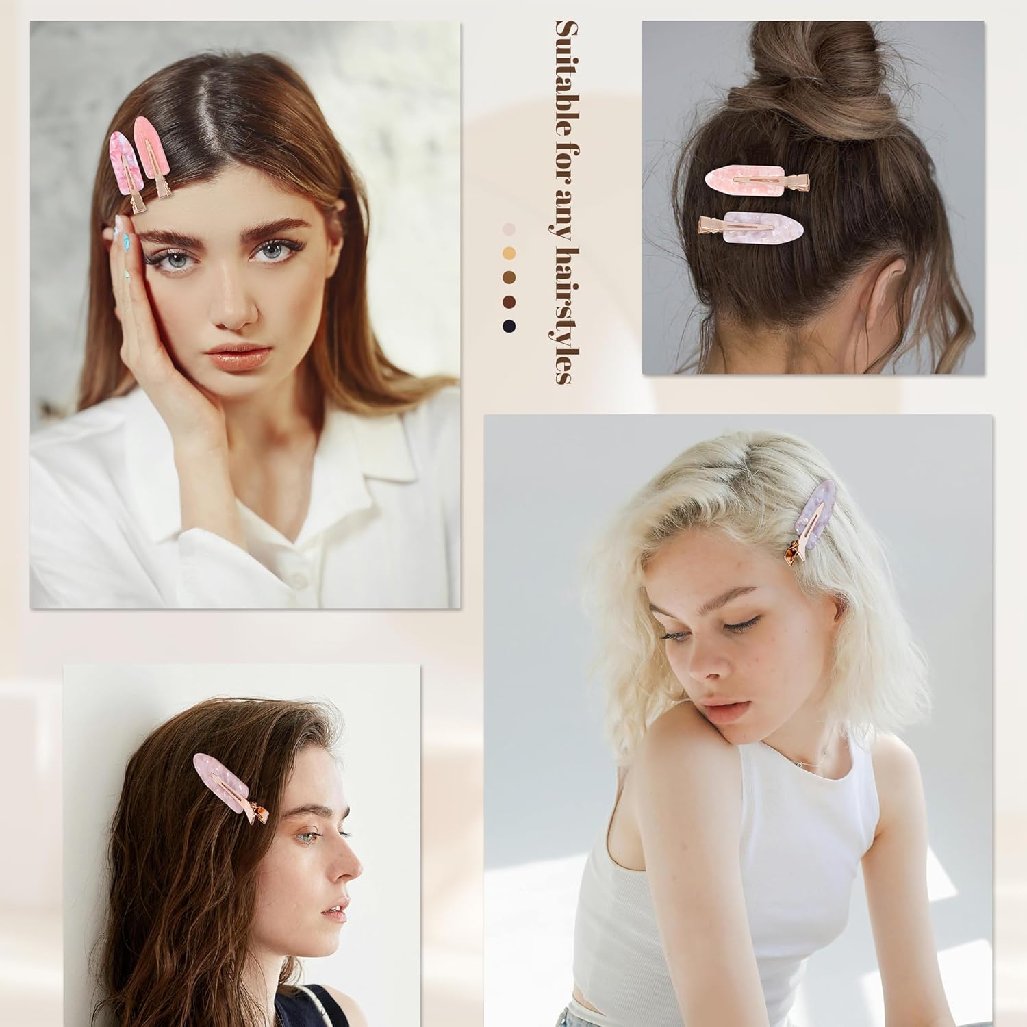 No Crease Creaseless No Bend Hair Clips For Styling Non Slip Flat Clips For Makeup Hair Accessories For Women,Pink,12 PCS - Image 6