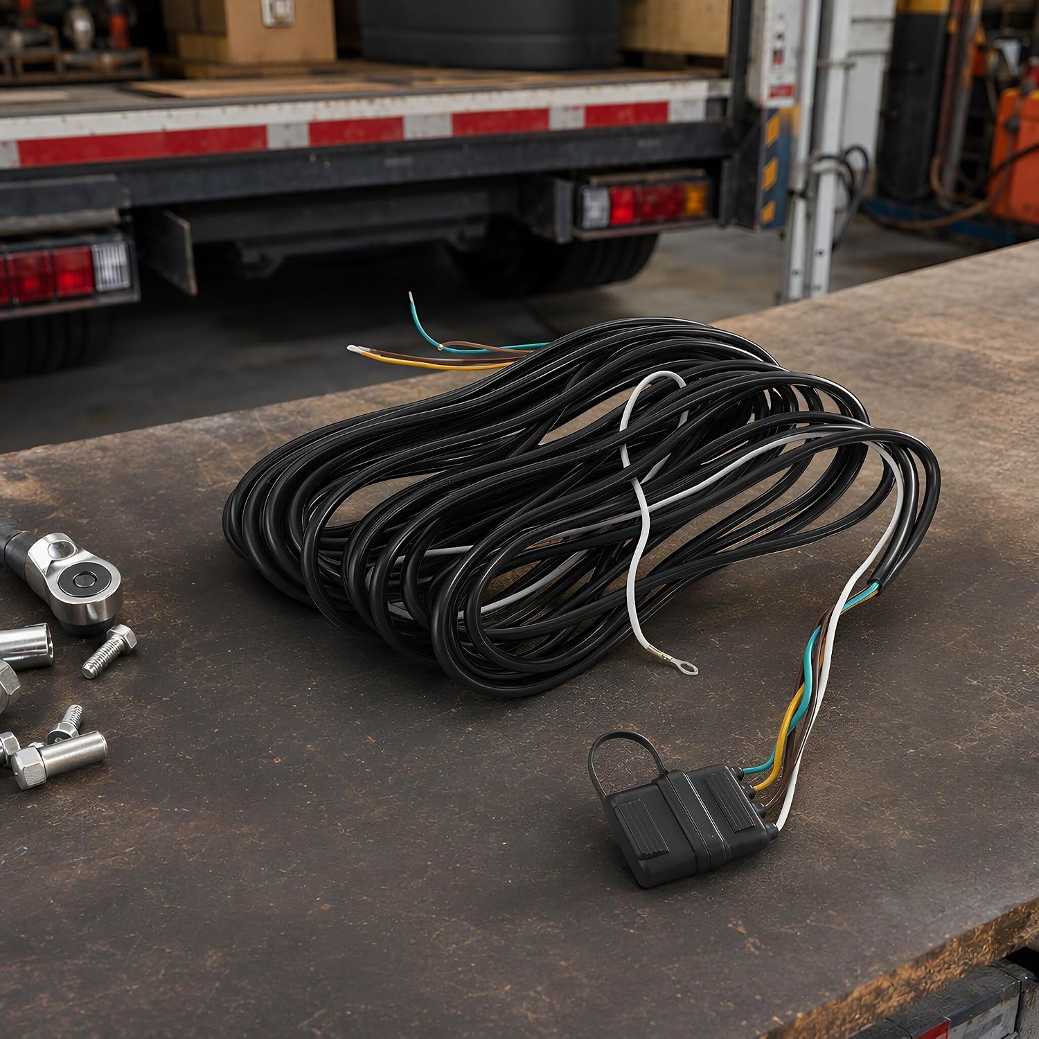 INOOMP Trailer Light Wiring Harness 4 Pin 5 Wire, 26FT 20AWG Truck Cable