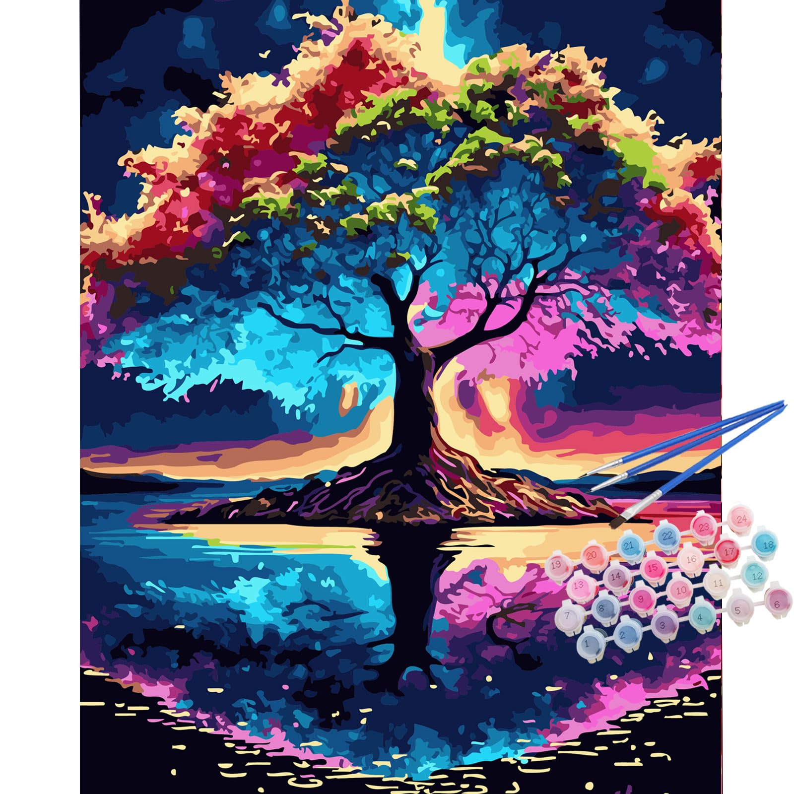 TOCARE Tree of Life Paint by Numbers Kit for Adults Canvas, Acrylic Adult Paint by Number Tree of Life, Adults’ Paint-by-Number Kits for Adultste