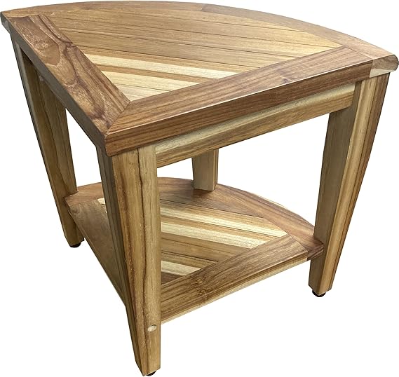 EcoDecors Snazzy Corner Teak Shower Corner Stool 2Tier Wood Corner Shower Seat Spa