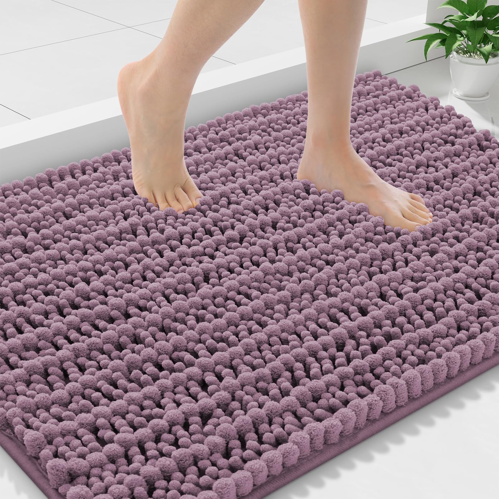 Smiry Bathroom Rugs 36X24, Extra Soft Rubber Backing Chenille Bath Mats