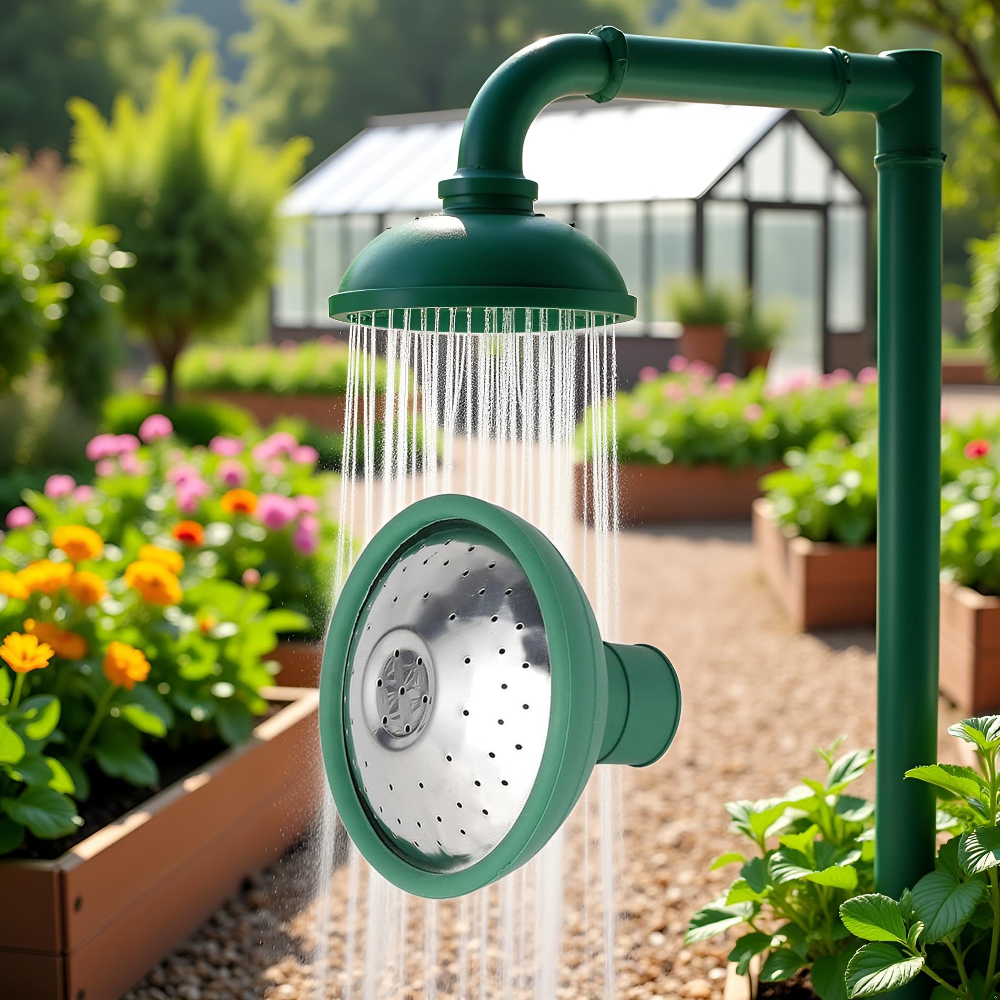 1 x grüne Universal-Gartengießkanne mit Rosenkopf, Wassersprinkler, Abdeckdüse, Gießkannen