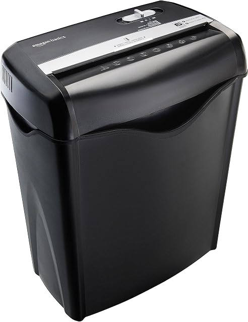 AmazonBasics 6-Sheet Cross-Cut Paper and Credit Card Home Office Shredder