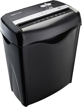 Amazon Basics 6-Sheet Cross-Cut Paper and Credit Card Shredder with 3.8 Gallon Bin, Shreds Staples, Black