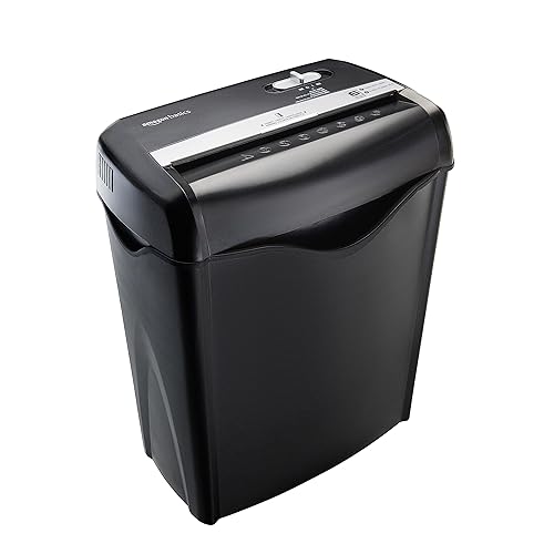 Amazon Basics 6 Sheet Cross Cut Paper and Credit Card Home Office Shredder with 3.8 Gallon Bin, Black - 6 Sheet - Black
