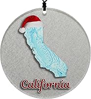 Vista 29 de Vermont Christmas Ornament - Winter Theme Featuring Snow, State Terrain Map and Santa Cap - 2025 Hanging Acrylic Disc Decoration For Tree - Unique