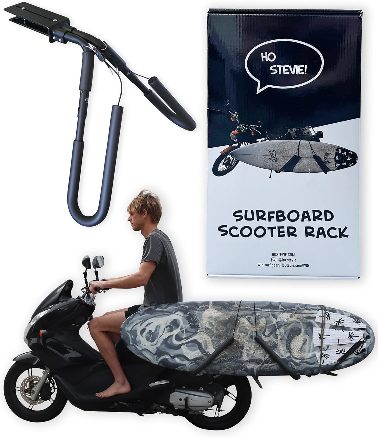 Ho Stevie! Scooter/Moped Surfboard Rack [Choose Color