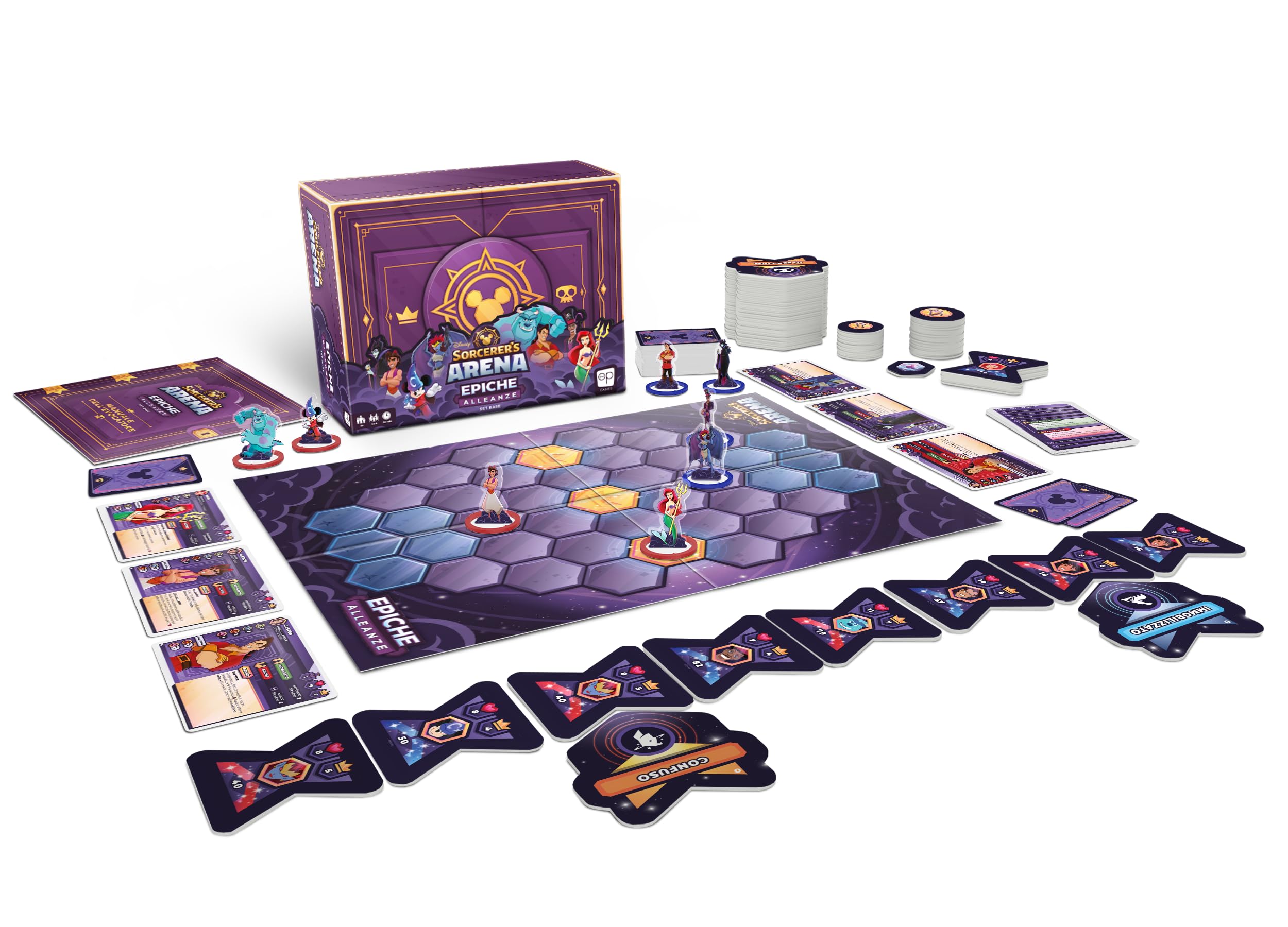 Asmodee - Disney Sorcerer's Arena - Gioco da Tavolo, 2-4 Giocatori, 13+ Anni, Edizione in Italiano