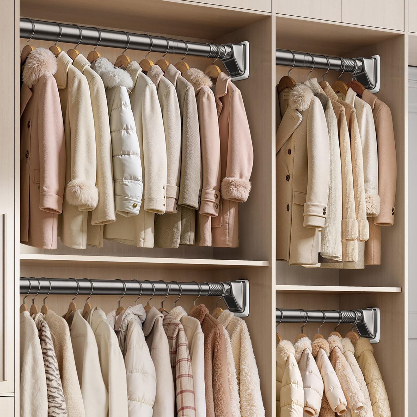 Vorhangstange Klemmstange 50 bis 490 cm Duschvorhangstange Ohne Bohren für Bad, Kleiderschrank und Fenster(Gray,75-120cm/30-47in)