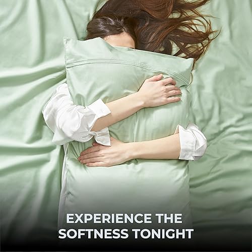 Miniatura 8 de Sábanas de Cama de Algodón 100% Natural  Juego de Sábanas Cal King de Tejido Satinado de Una Sola Capa de 500 TC  Ropa de Cama Sólida Transpirable e