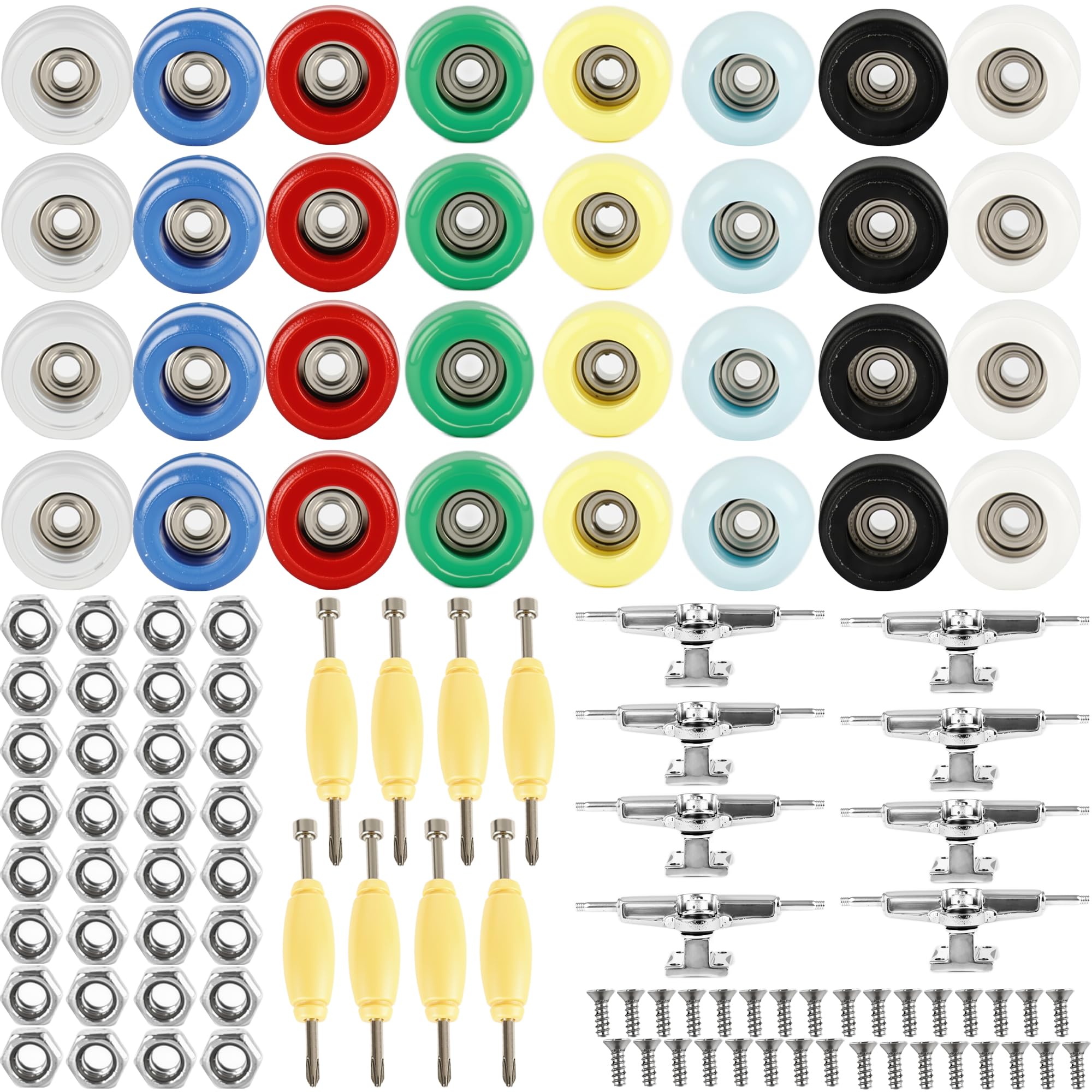 Kugliwa 8 Set Mini Finger Skateboard Accessories Finger Boards Repair Kit Fingerboard Mold Tool Part Wheels for 32 mm Wide Decks Finger Skateboard Trucks