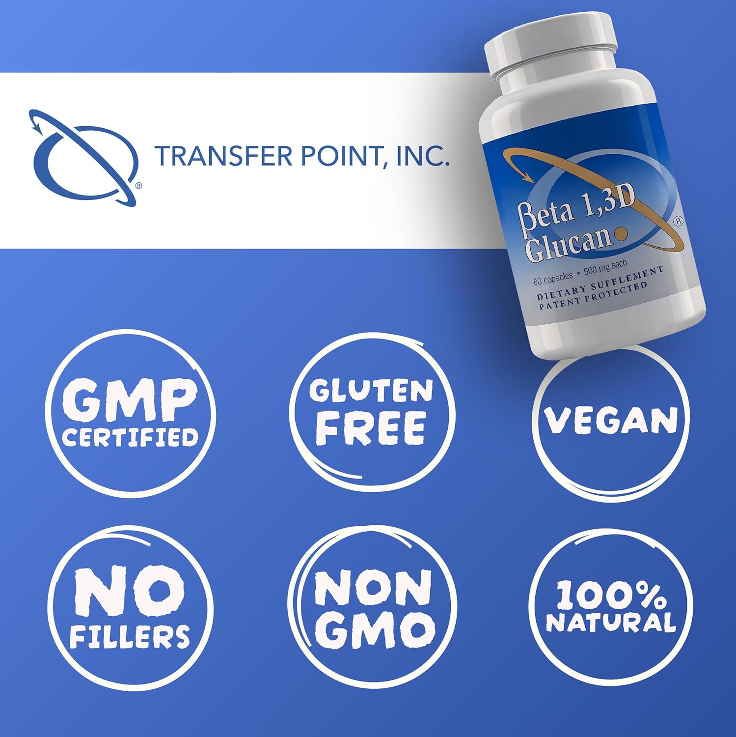 Transfer Point Immune Support Supplement Highly Purified Beta 1,3D Glucan (Pack of 3-500 mg b-glucan Fiber per Capsule) - Image 4
