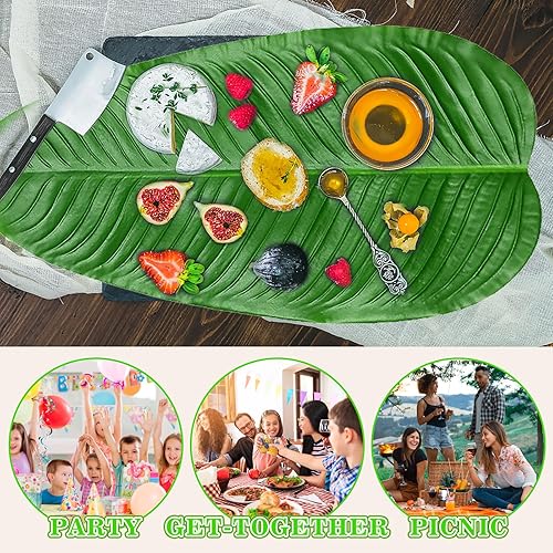 Miniatura 5 de Hojas de plátano artificiales grandes hawaianas Luau Party Leaf 5 Pack